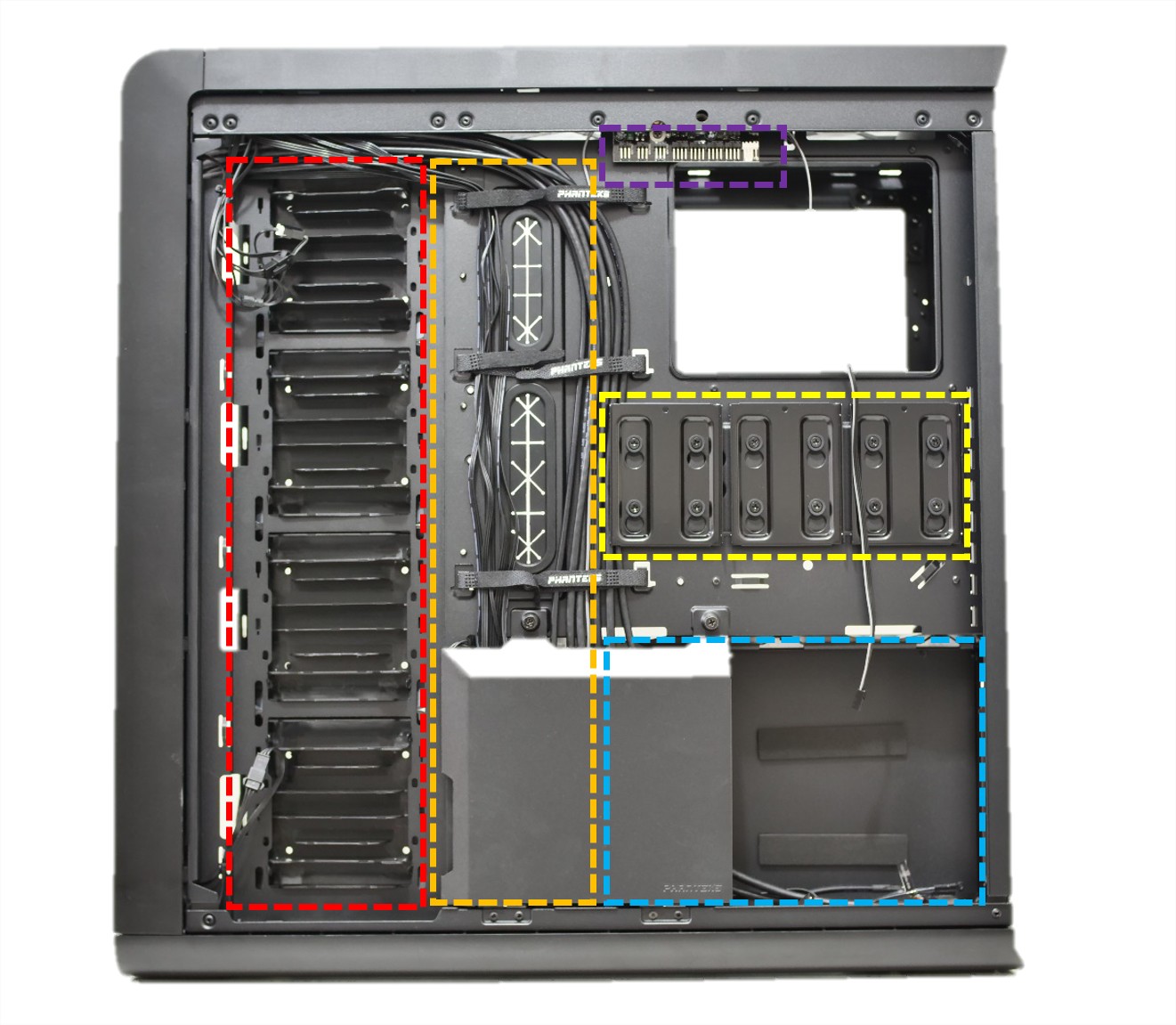 Phanteks Enthoo 719 en test : Un coup de maître ? 4 Phanteks enthoo luxe 2 cable mangement details