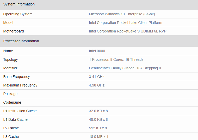 Intel "Rocket Lake-S ES", un boost à 5 GHz 2 Intel Roocket Lake S 5 Ghz Geekbench