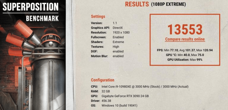 Screenshot 2020 09 20 NVIDIA GeForce RTX 3090 Unigine Superpositionl Shuntmod score jpg Image JPEG 768 × 371 pixels 1