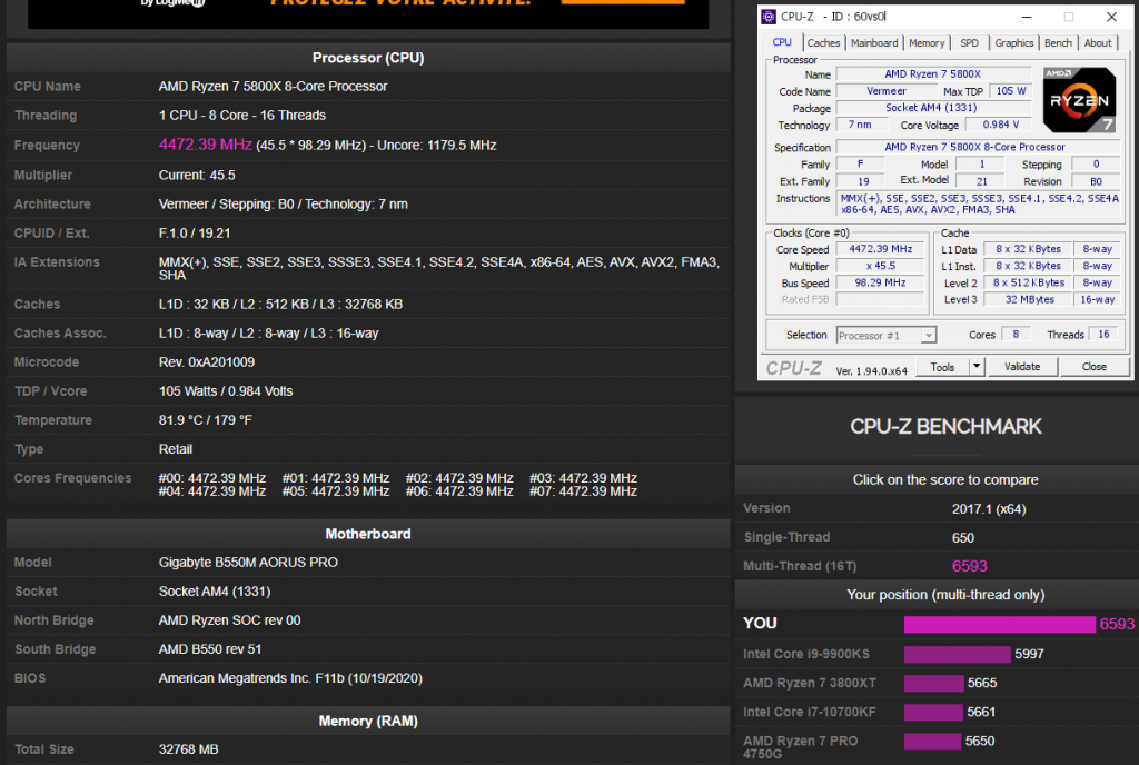 Les scores CPU-Z des Ryzen 5800X et 5950X en fuite 2 5800X-CPU-Z