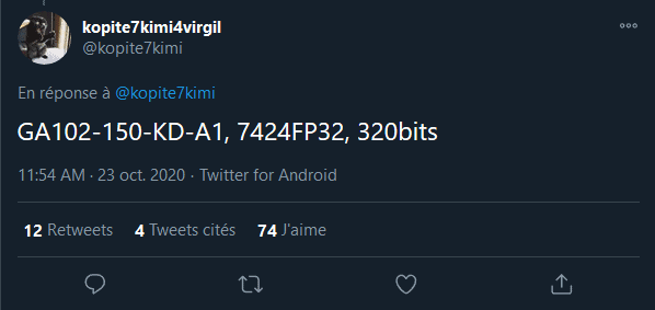Tweet Kopite7kimi Tweet Kopite7kimi sur le nouveau sku nvidia