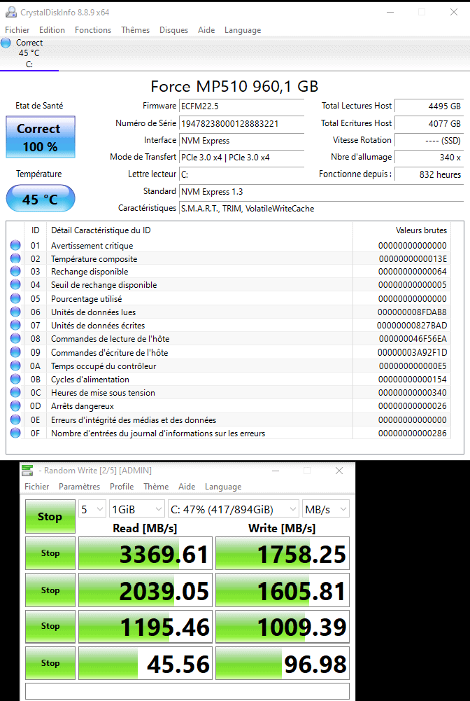 Test de l'ovni InWin B1 3 Crystal Disk Mark InWin B1