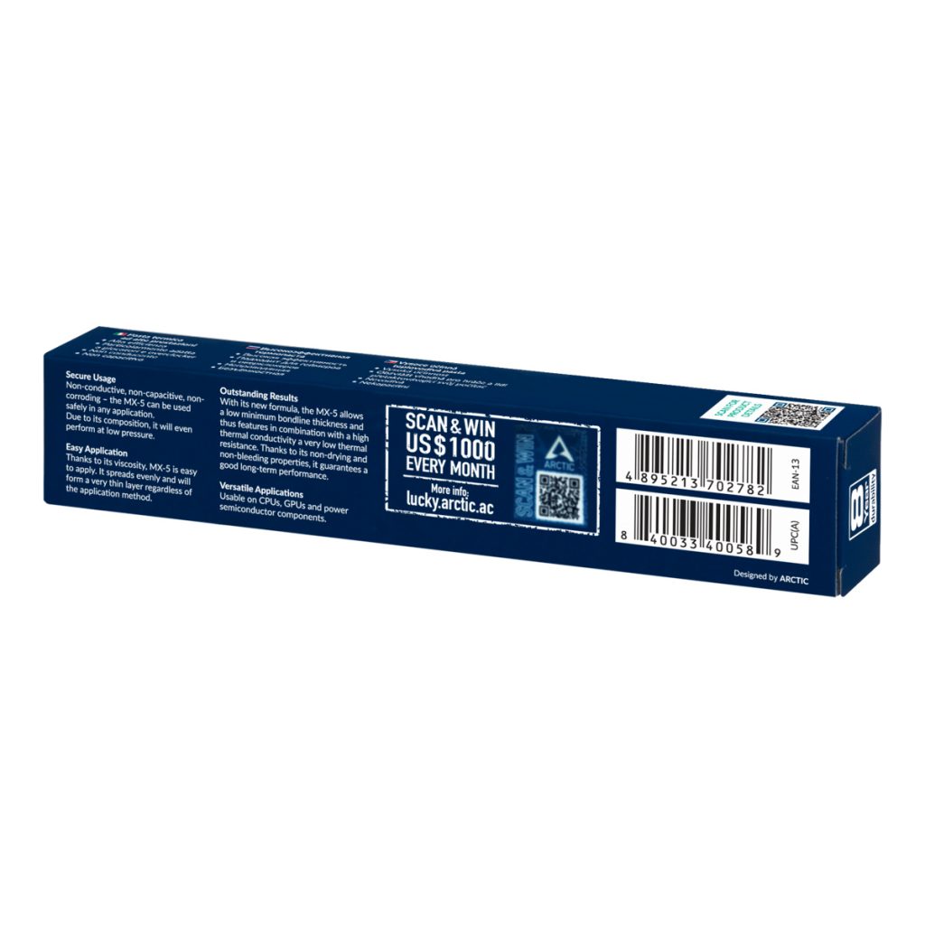 ARCTIC présente sa nouvelle pâte thermique MX-5 3 Arctic mx5 50g g02