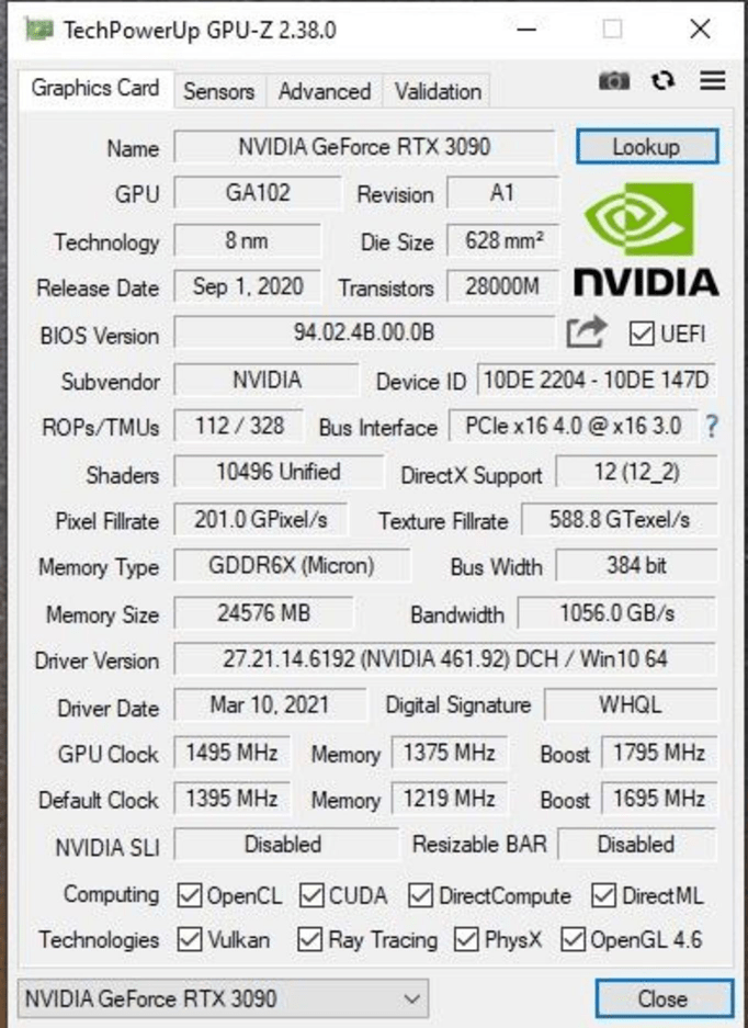RTX 3090 GPU-Z