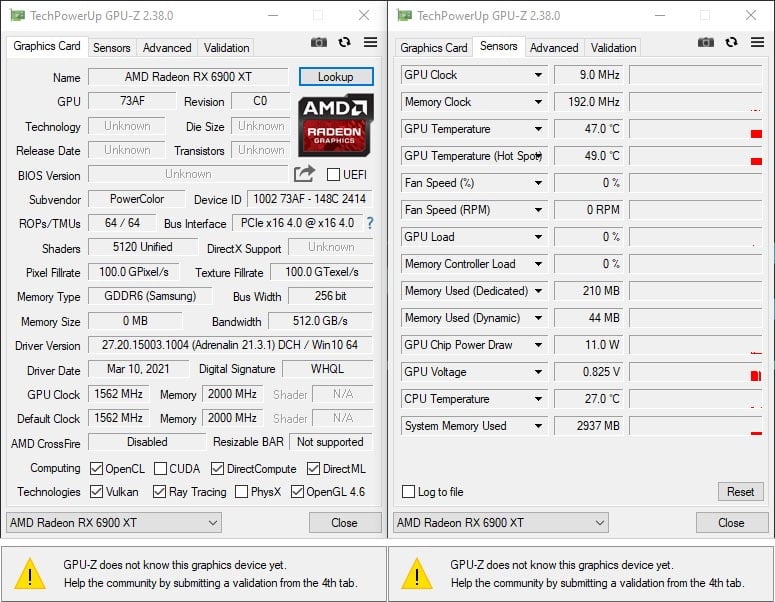 gpuz powercolor rx 6900 xt ultimate overclocking 1