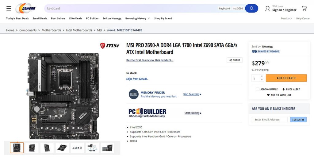 Newegg Canada publie une carte mère en Z690 2 Z690-Prix-Newegg