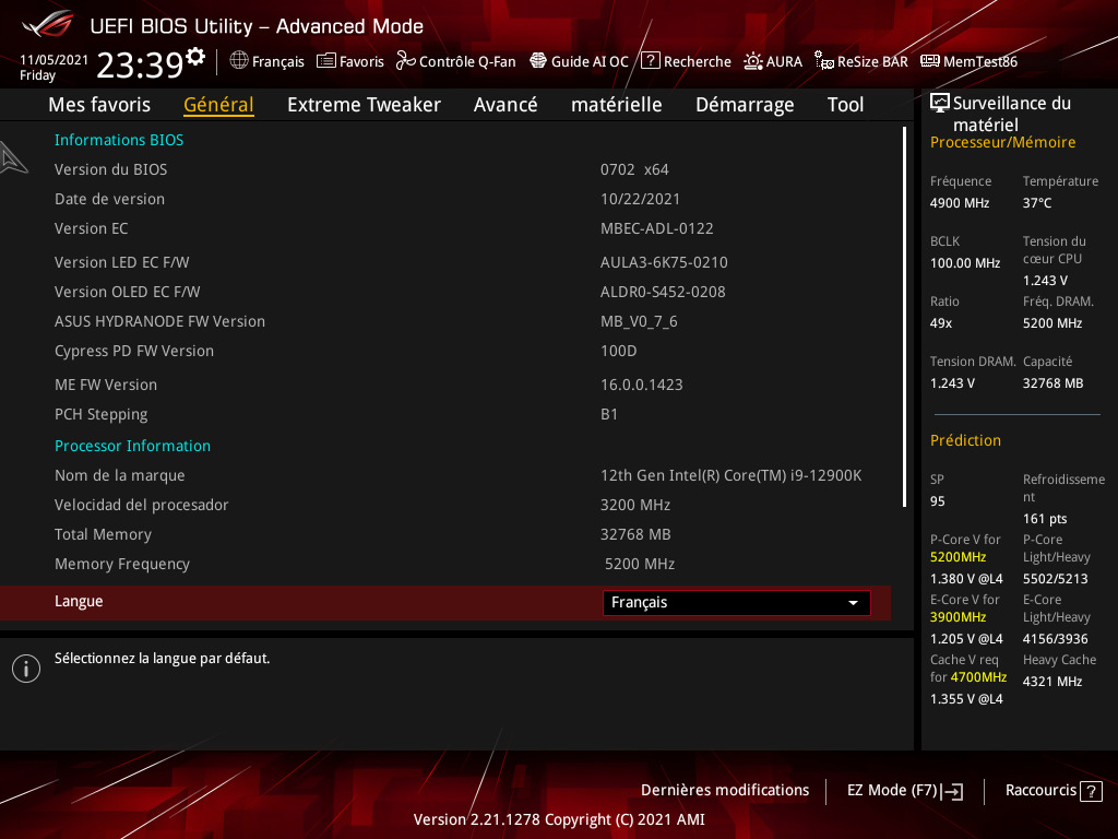 Rog Maximus Z690 Extreme Glacial : La Carte Ultime 4 Caputre Bios ASUS ROG Maximus Z690 Formula