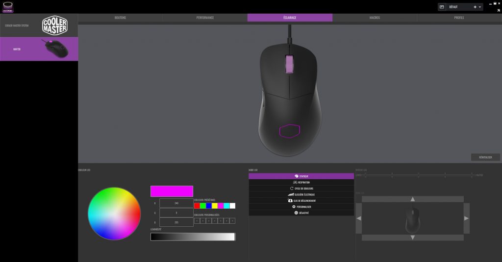 Test Cooler Master MM730 : légèreté et rapidité 4 Cooler Master Mm730 Masterplusplus Eclairage