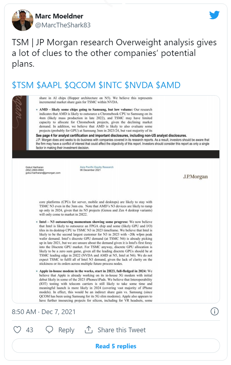 Report Jpmorgan Tsmc Samsung