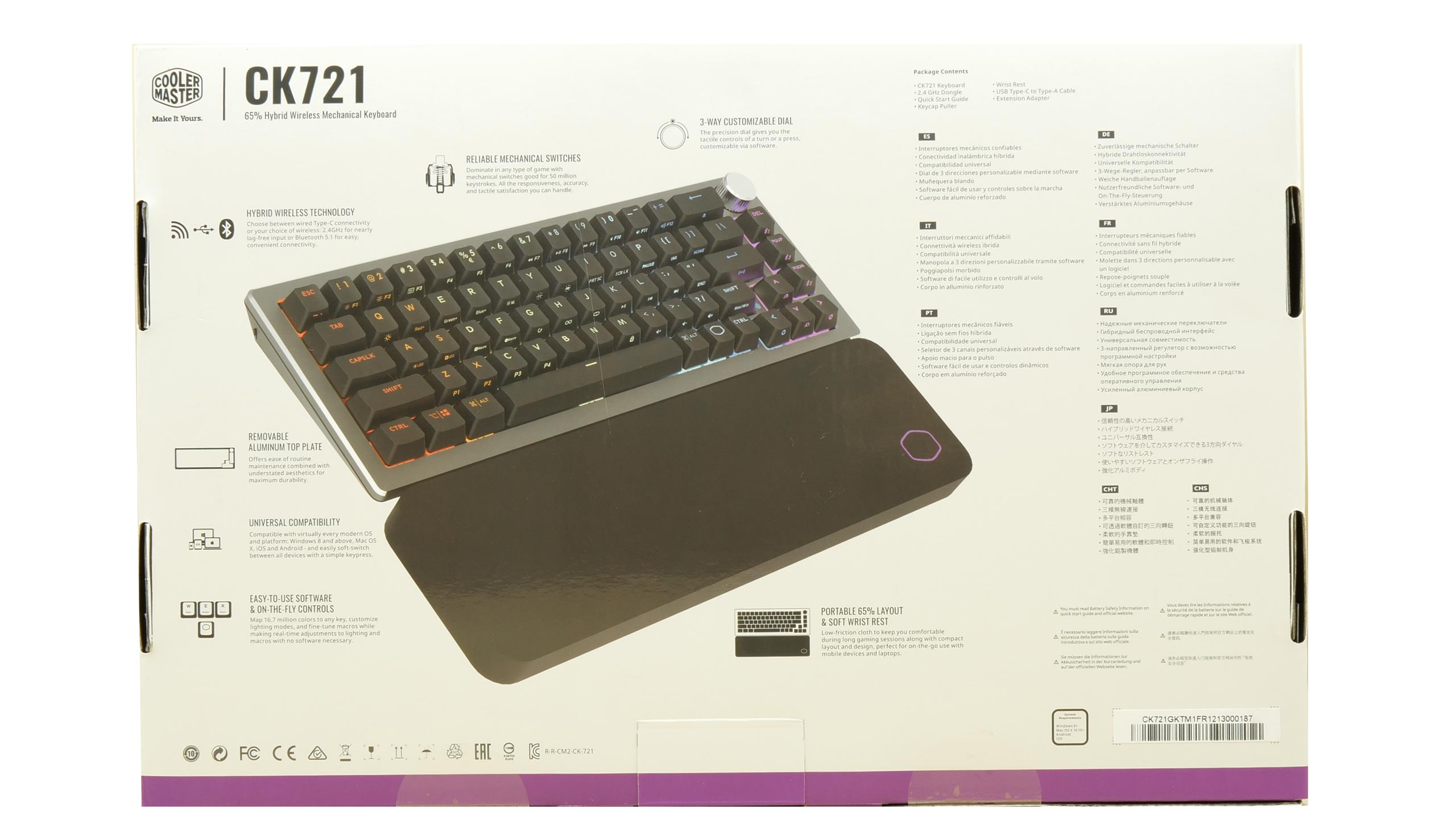 Clavier Cooler Master Ck 721 Emballage Face Arriere