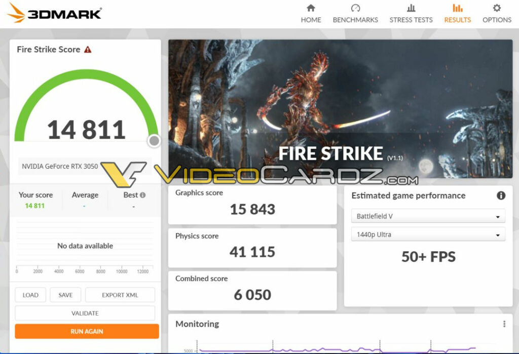 Nvidia Geforce Rtx 3050 Firestrike