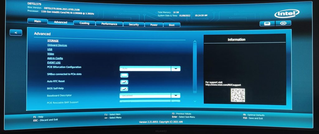 Test Intel Nuc 11 Extreme : Une Bête De Course ? 3 Intel Nuc Extreme 11 Beast Bios Advanced