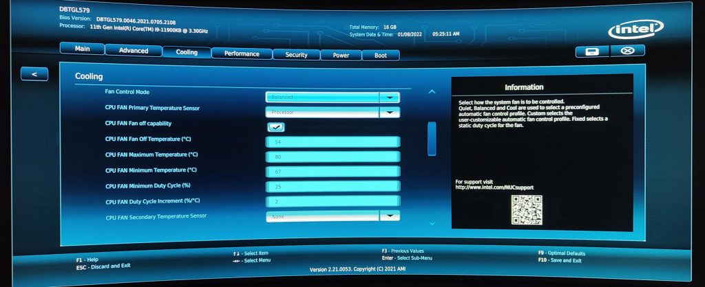 Test Intel Nuc 11 Extreme : Une Bête De Course ? 4 Intel Nuc Extreme 11 Beast Bios Cooling