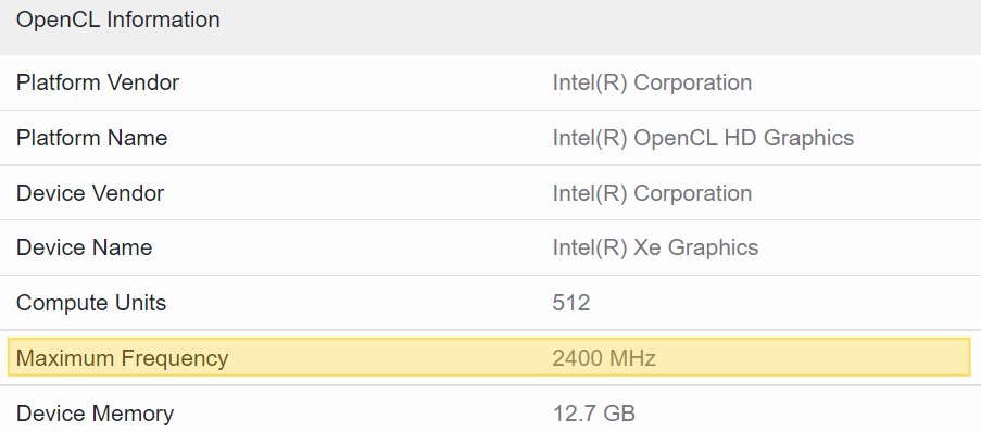 Intel Arc Alchemist 512eu 2.4 Ghz 1