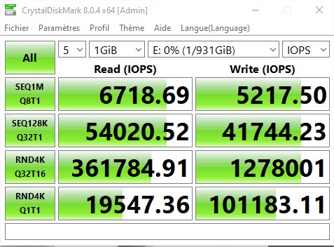 Test MSI SPATIUM M480 1 To HS 3 Msi Spatium M480 Crystal Disk Iops