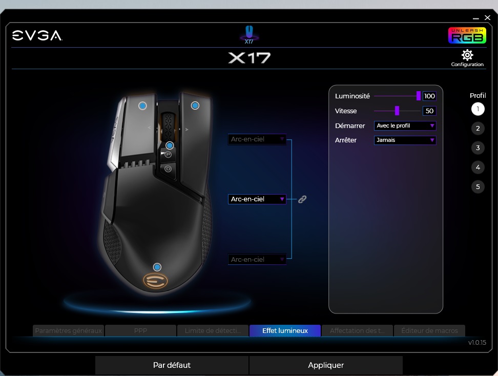 Test souris EVGA X17 : entrée réussie 7 Evga X17 Log Effet Lumineux