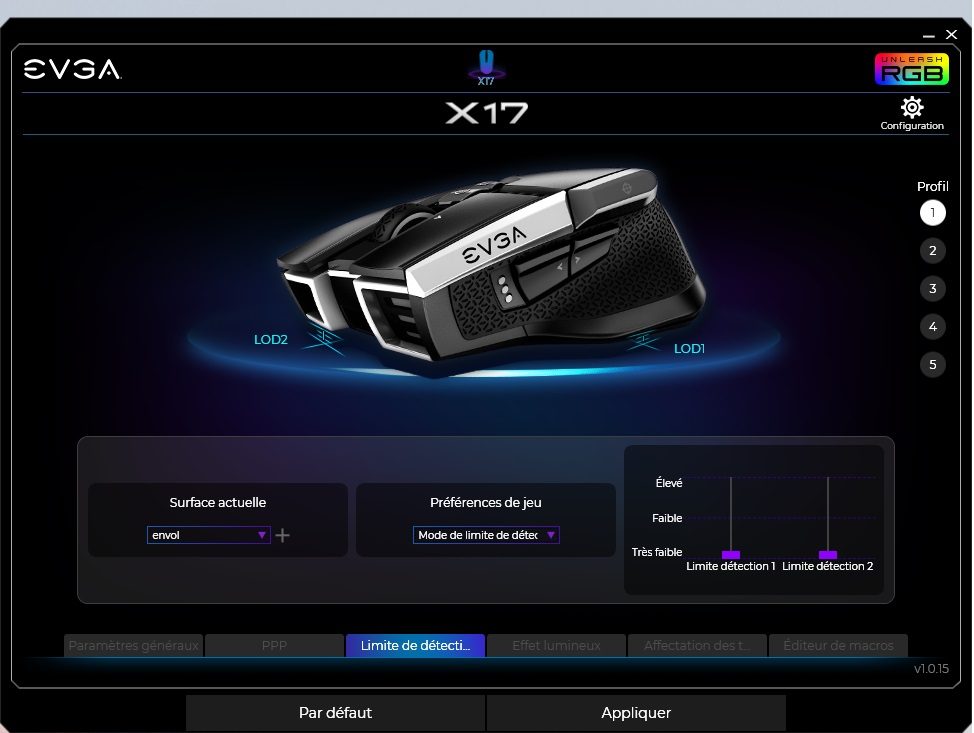 Test souris EVGA X17 : entrée réussie 6 Evga X17 Log Limite Detection Options 2