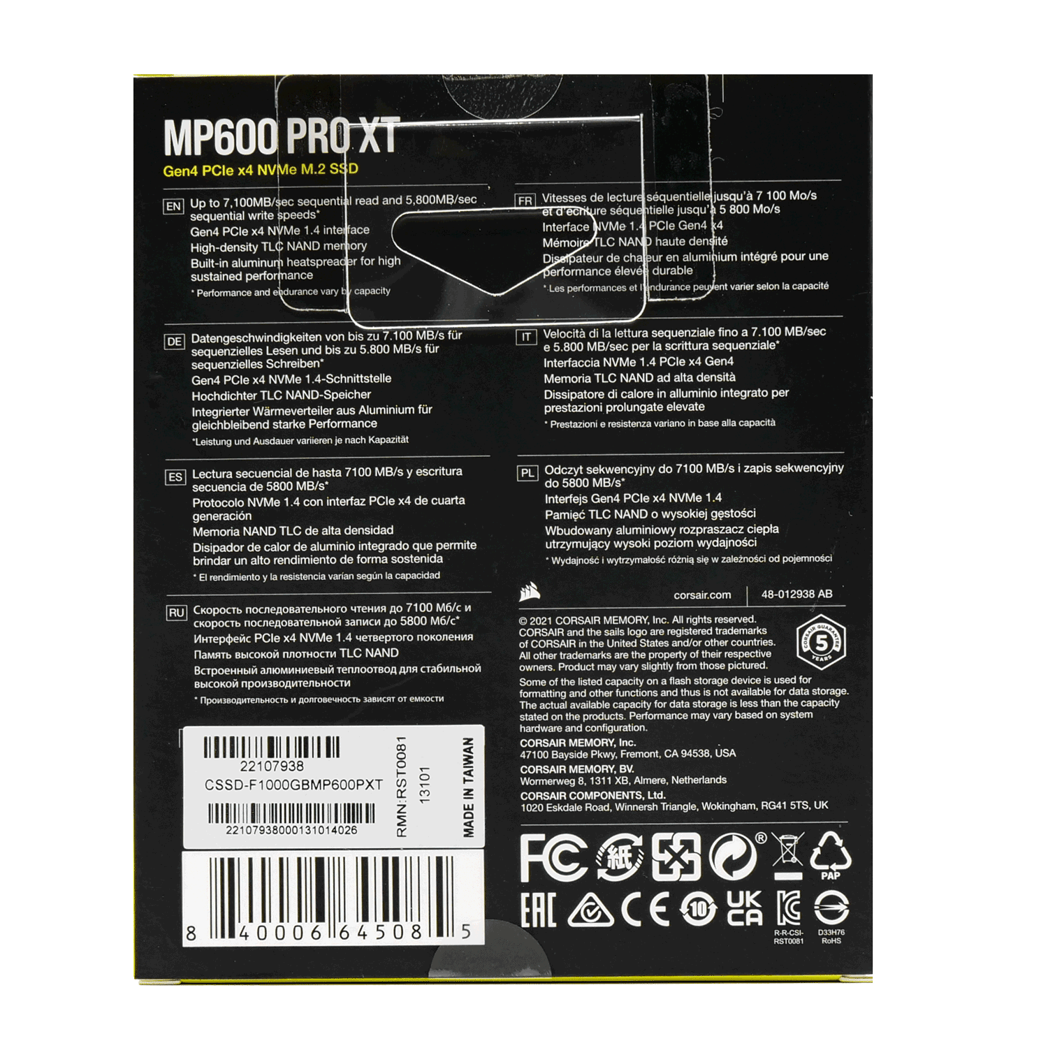 Test Corsair MP600 Pro XT 1 To : le King ? 3 Corsair Mp600 Pro Xt Emballage 1