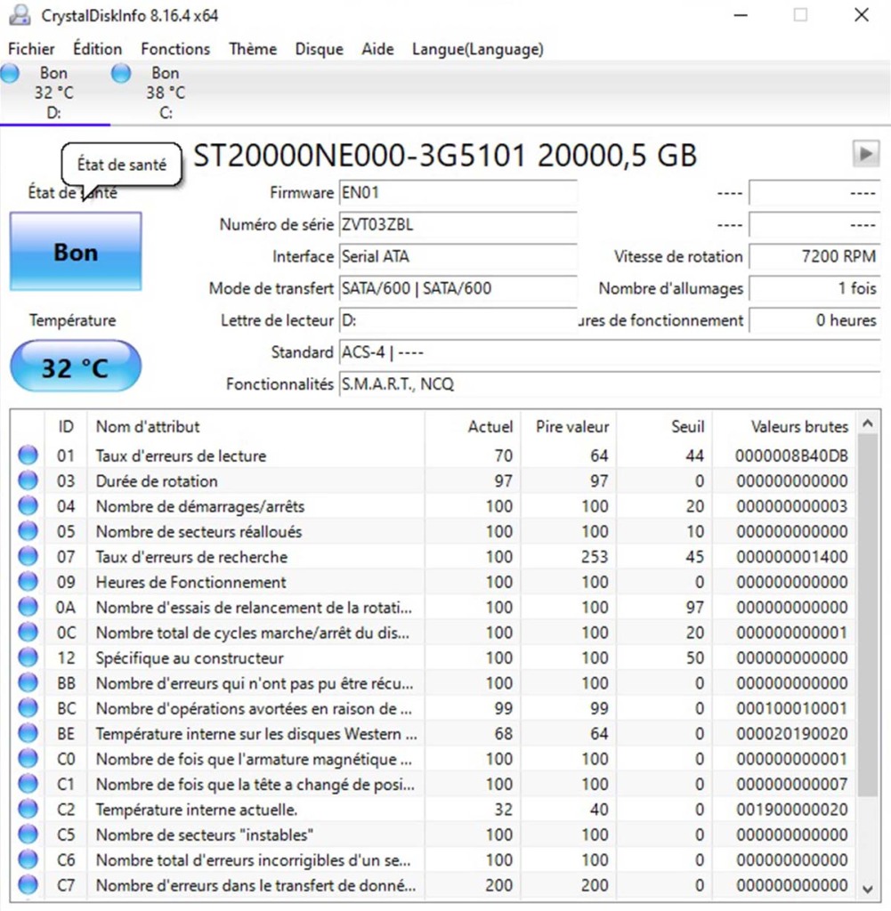 Test Seagate IronWolf Pro 20 To, beaucoup, beaucoup de place 3 CrystalDiskInfo