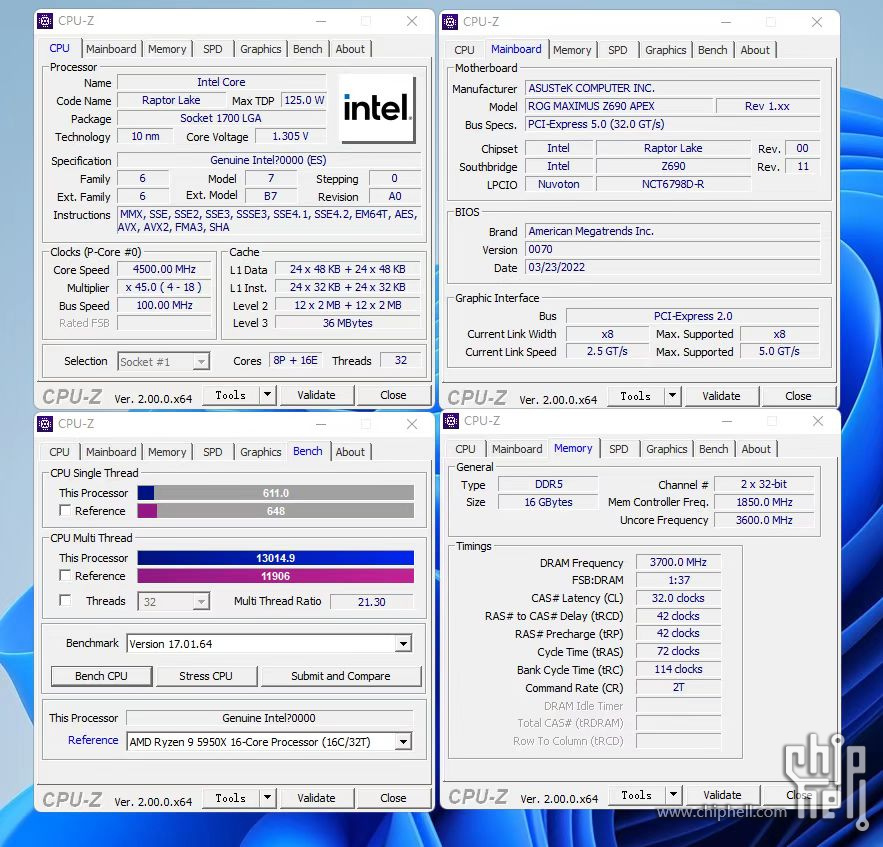Intel Core Raptor Lake vers un boost à 5,5 GHz ? 3 Intel 13900k Raptor Lake Cpuz
