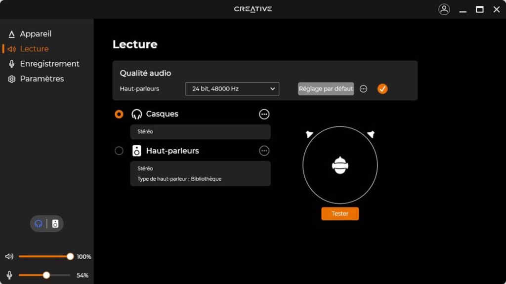 Test Creative BT-W4, transmetteur audio Bluetooth 5.2 avec aptX Adaptive 11 Paramètres de lecture