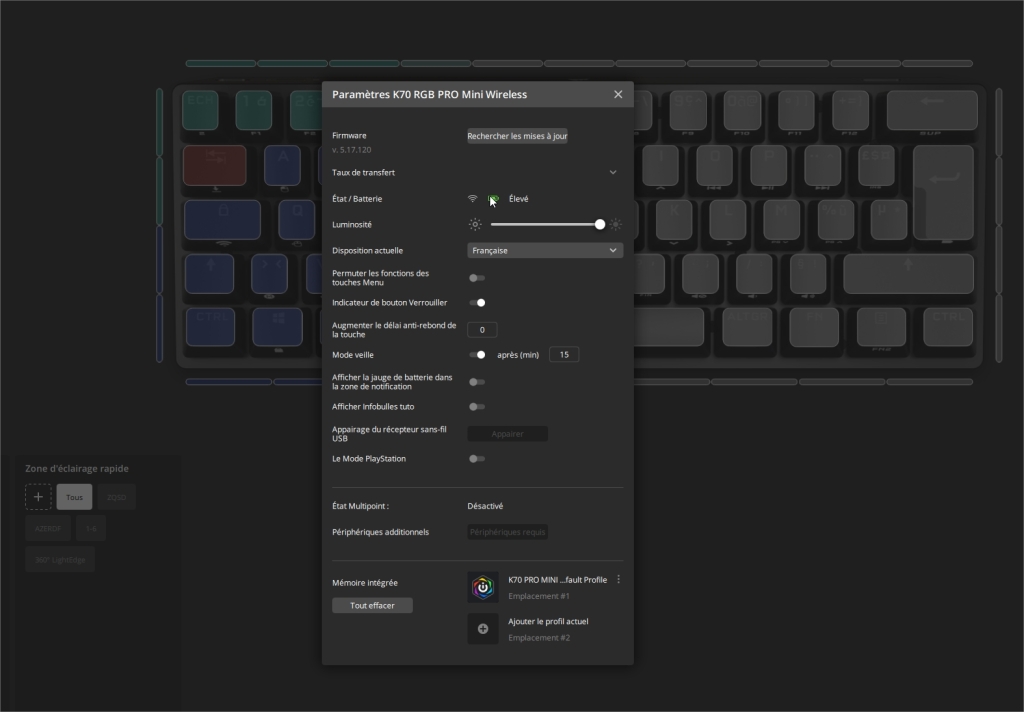 Test du Corsair K70 Pro Mini Wireless 12 K70 Rgb Pro Mini Wireless Icue 11