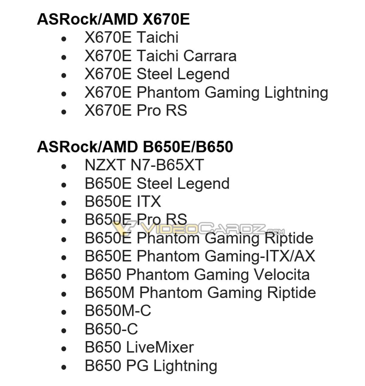 Cartes mères ASRock AMD 600 Series, du chipset B650E