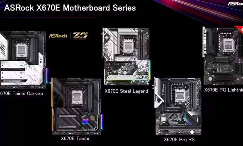 (MAJ) Cinq références de cartes mères ASRock X670E pour Ryzen 7000 1 carte mere asrock x670e lineup jpg webp