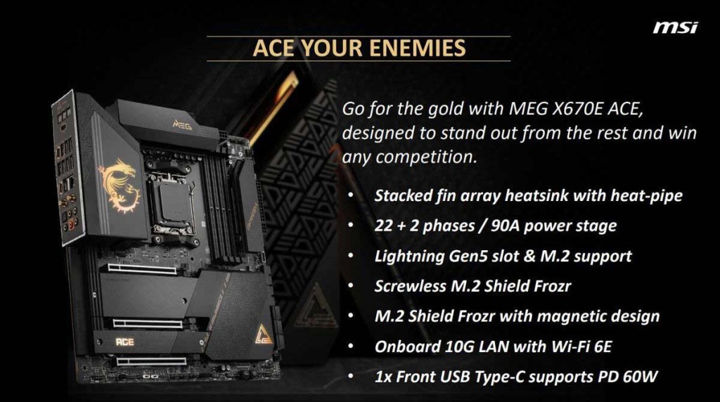Voici les cartes mères MSI X670/X670E pour Ryzen 7000 5 MSI MEG X670E ACE