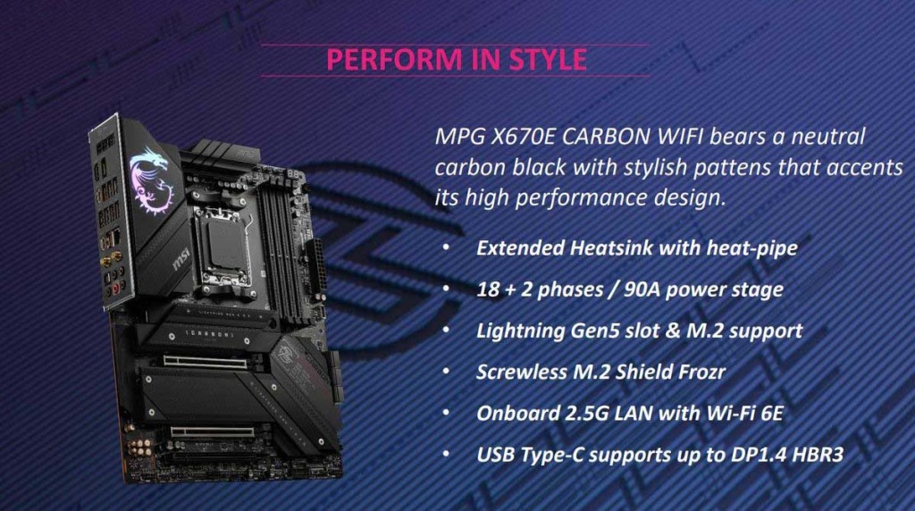 Voici les cartes mères MSI X670/X670E pour Ryzen 7000 6 MSI X670E CARBON WIFI