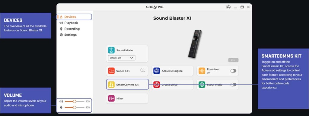 Creative annonce le DAC USB Sound Blaster X1 4 Application de bureau Creative App