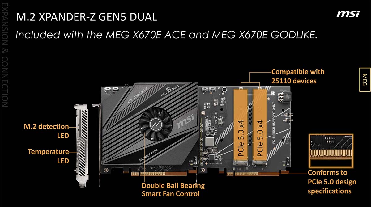 Voici les cartes mères MSI X670/X670E pour Ryzen 7000 3 MSI M.2 XPANDER-Z Gen5 Dual