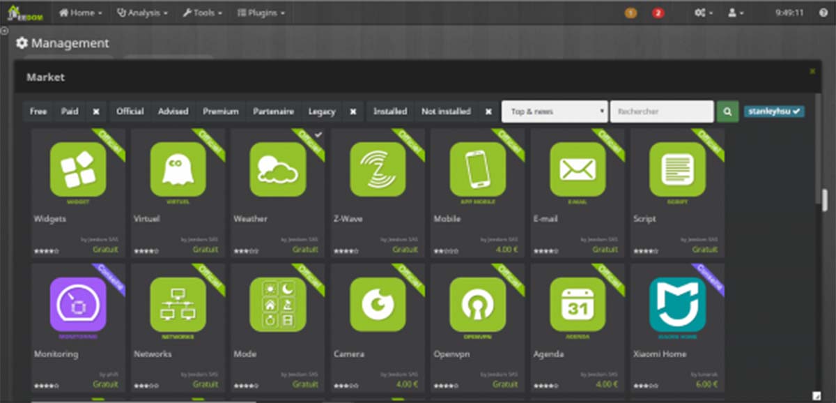 Application Domotique Jeedom Management