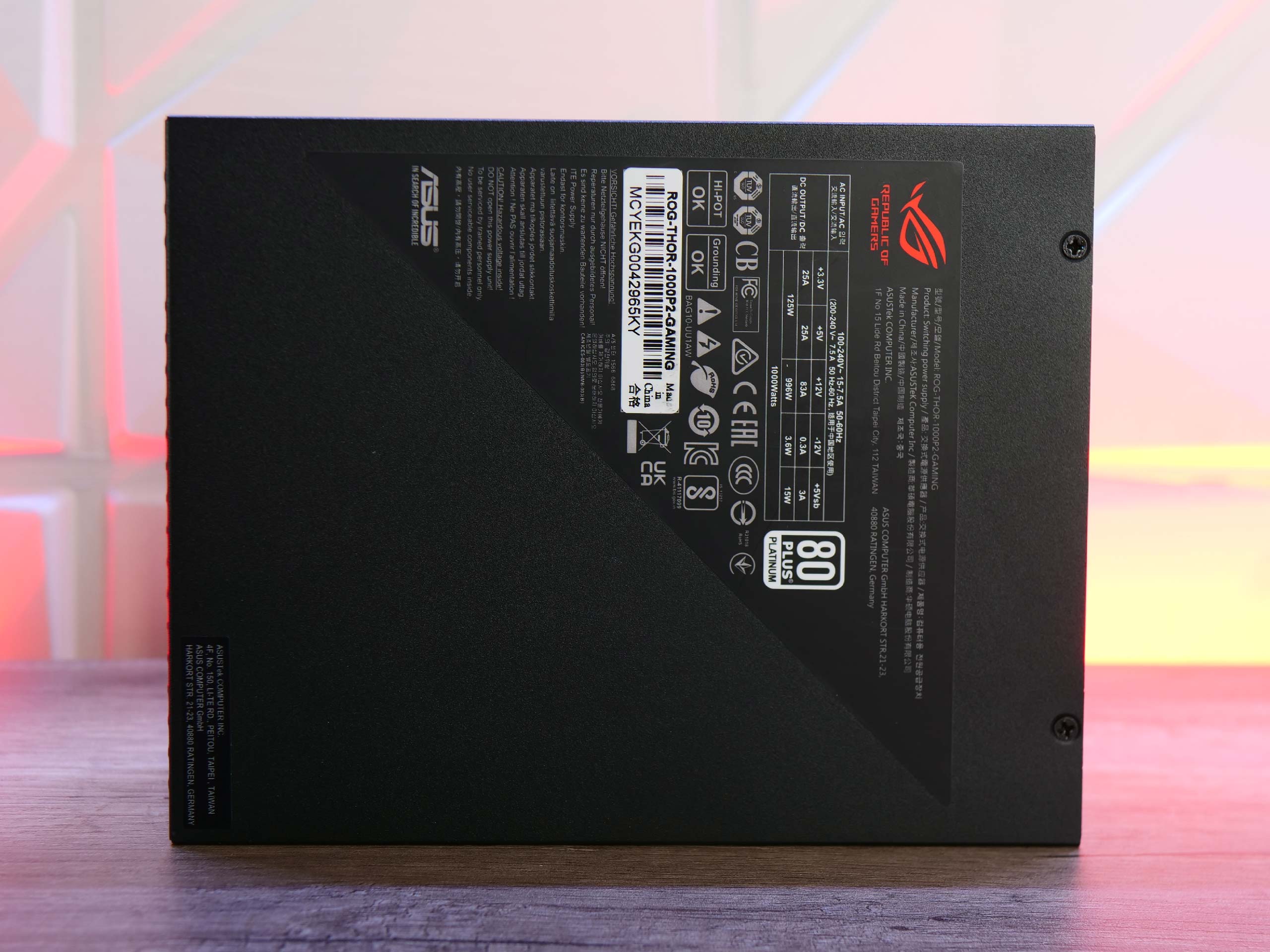Présentation : Asus ROG Thor 1000W Platinum II 4 Rog Thor P2 1000 Dos