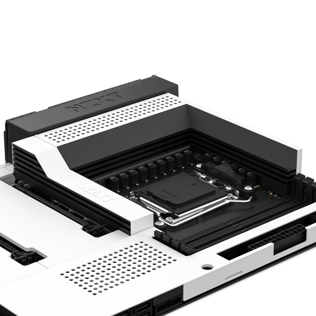 NZXT annonce sa carte mère N7 B650E ATX 5 NZXT-N7-B650e White Close Up