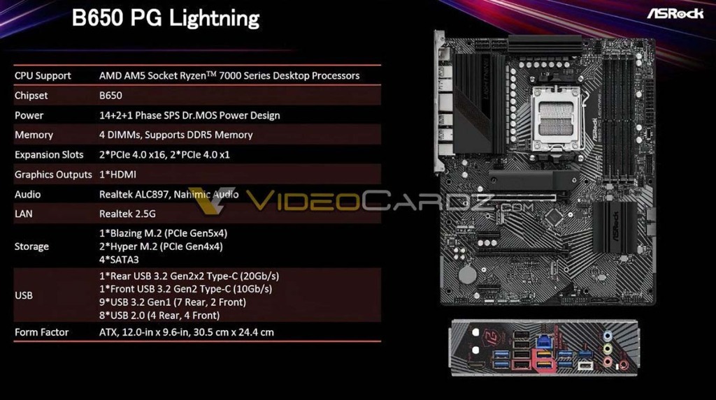 Sept modèles de cartes mères ASRock B650 4 Carte mère ASRock B650 PG Lightning