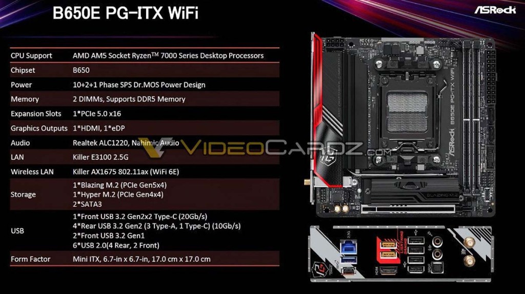 Sept modèles de cartes mères ASRock B650 2 Carte mère ASRock B650 PG-ITX WiFi