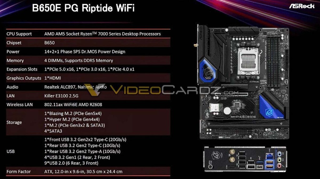 Sept modèles de cartes mères ASRock B650 6 Carte mère ASRock B650E PG Riptide WiFi