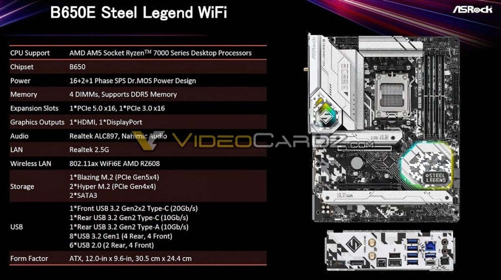 Sept modèles de cartes mères ASRock B650 7 Carte mère ASRock B650E Steel Legend WiFi