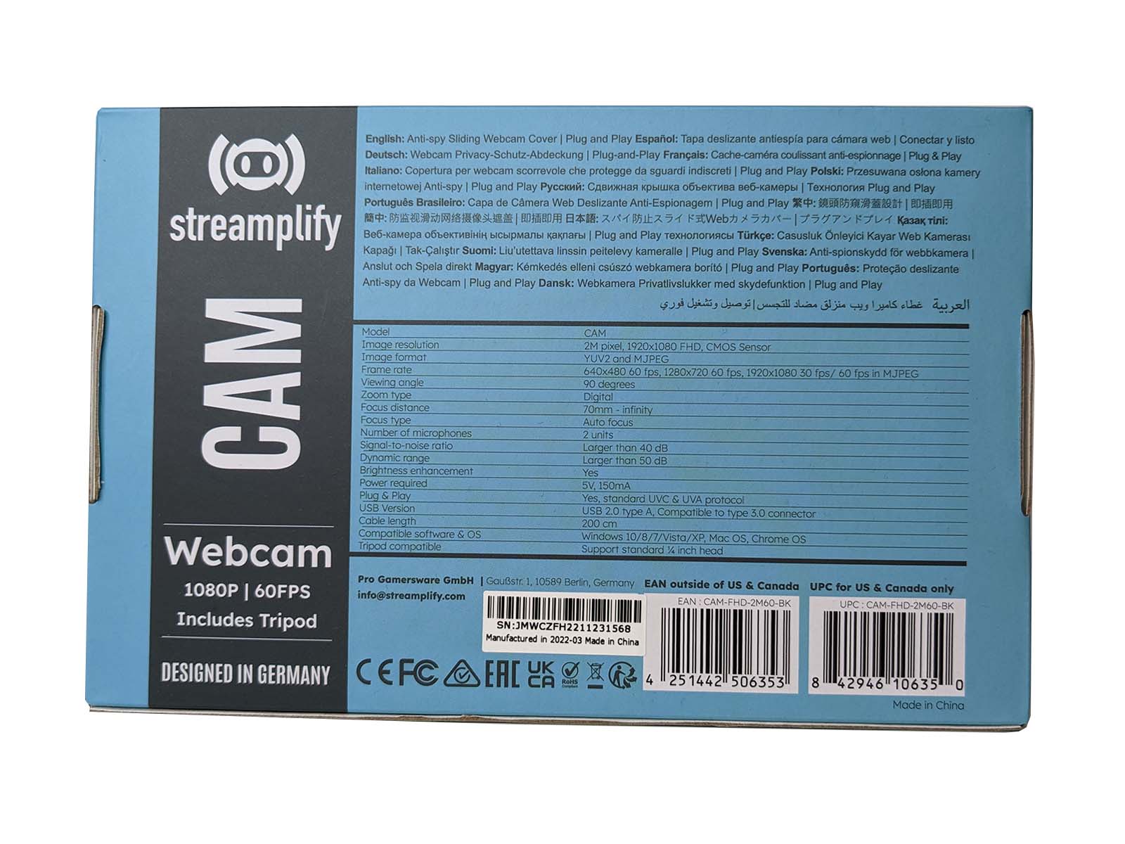 Test Streamplify CAM, du 1080p/60 FPS à moins de 80 € 4 Arrière de la boîte
