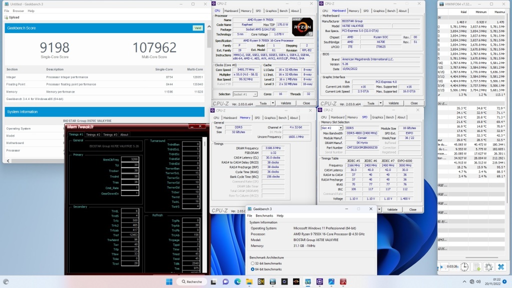 Test BIOSTAR X670E VALKYRIE : Le haut de gamme accessible 6 Biostar Valkyrie 6400 Cl30