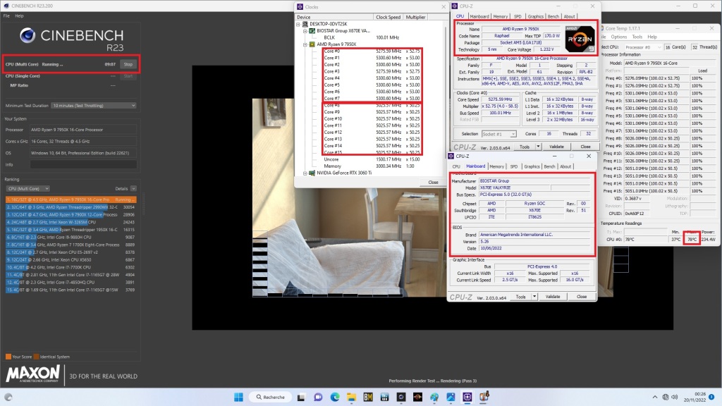 Test BIOSTAR X670E VALKYRIE : Le haut de gamme accessible 4 Biostar Valkyrie Freq All Core Stock 1