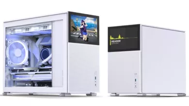 Un écran de 8" sur la façade d'un boîtier Jonsbo D31 4 boitier jonsbo d31 mesh screen white jpg webp