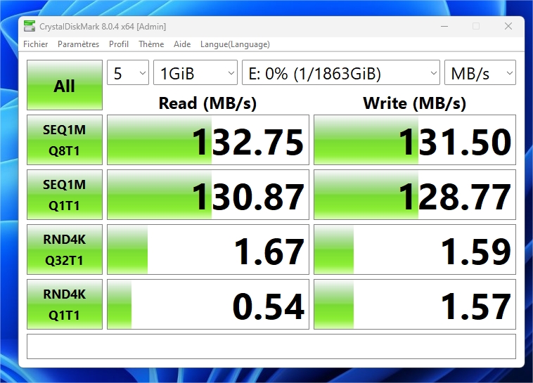 Test LaCie Mobile Drive 2022 : le stockage de l'art 2 CrystalDiskMark version 8.0.4