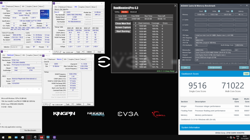 Guide OC RAM pour la EVGA Z790 DARK K|NGP|N : 9300 MHz sous LN2 7 8400 H 24