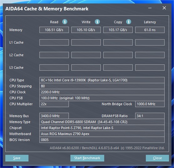 Test GSKill Trident Z5 RGB 6800 CL34 : Hynix A-die Certified ? 2 Aida64 Stock