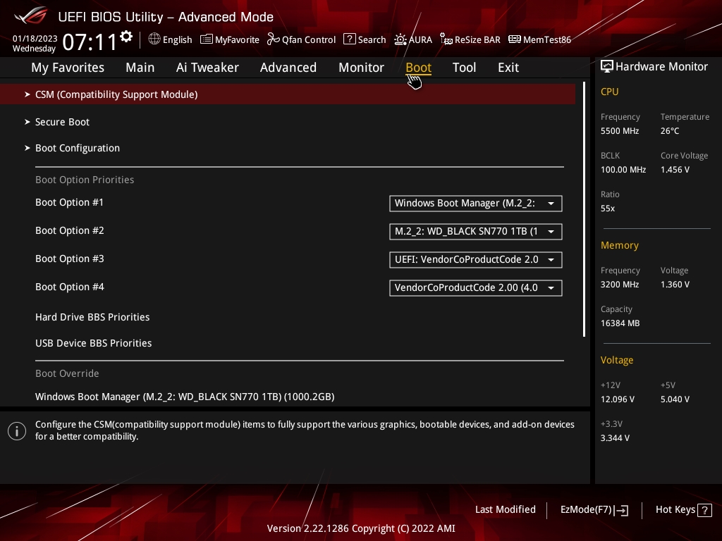 Bios Strix B760 G 16