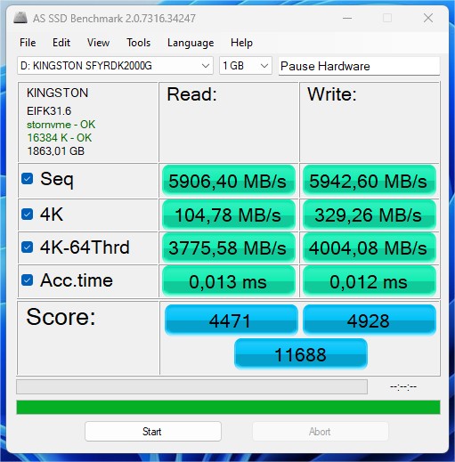 Test Kingston FURY Renegade Heatsink 2 To 2 As Ssd Bench King