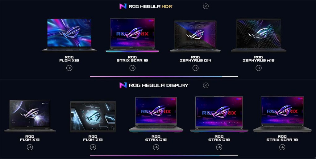 Gamme Laptop ASUS ROG NEBUILA HDR NEBULA DISPLAY