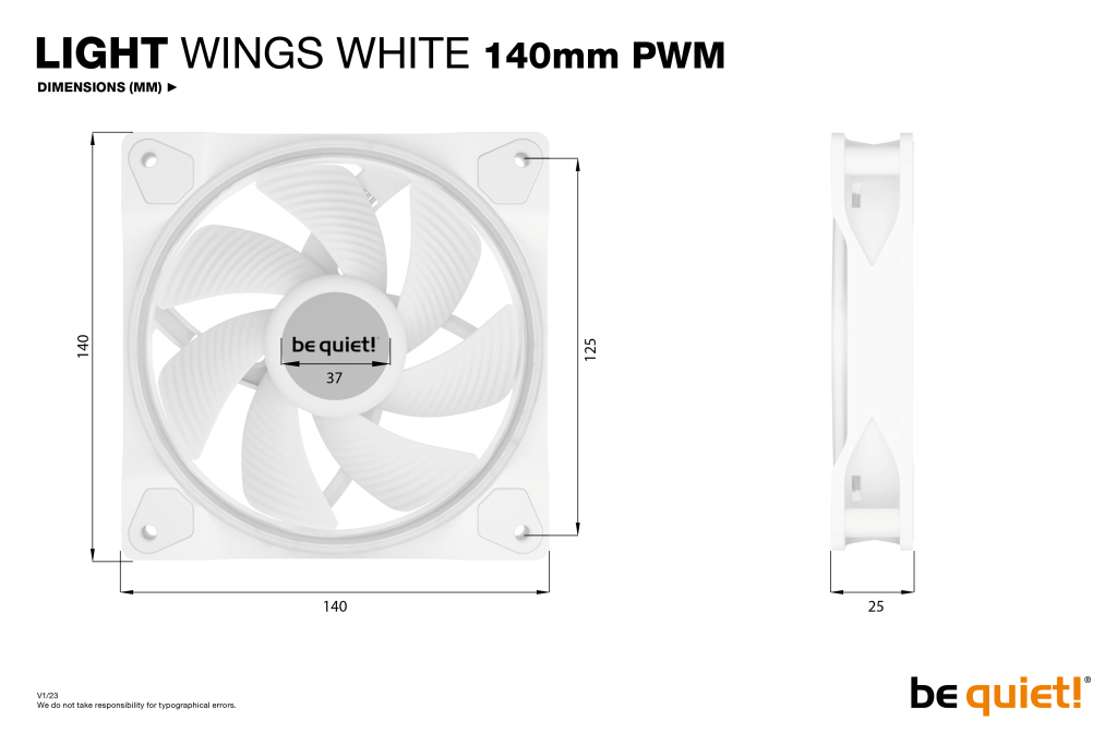 be quiet light wings white 140 high speed dimension sheet